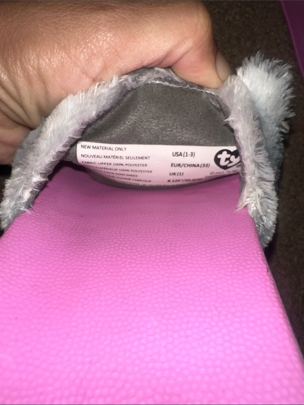 Ty Pink Plush Animal Slide Sandals